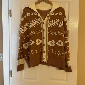 Brown Floral Women's Sweater